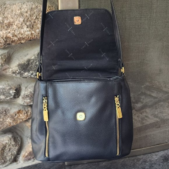 First Issue Black Faux Leather Shoulder Bag - Picture 9 of 16